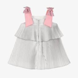 Hucklebones London-Серебристое блестящее платье для девочек | Childrensalon Outlet