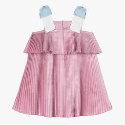 Hucklebones London-Girls Shimmery Pink Pleated Dress | Childrensalon Outlet