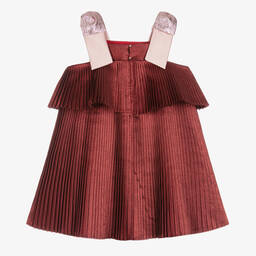 Hucklebones London-Girls Shimmery Red Pleated Dress | Childrensalon Outlet