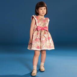 Hucklebones London-Серебристое жаккардовое платье для девочек | Childrensalon Outlet