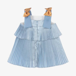 Hucklebones London-Блестящее голубое платье с плиссировкой для девочек | Childrensalon Outlet