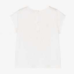 Hucklebones London-Girls White Cotton T-Shirt | Childrensalon Outlet