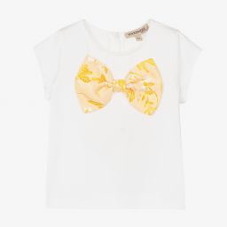 Hucklebones London-Girls White Cotton T-Shirt | Childrensalon Outlet