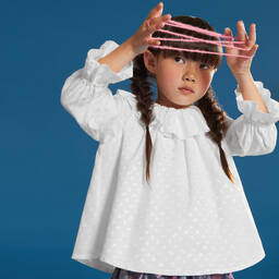 Hucklebones London-Girls White Floral Blouse | Childrensalon Outlet