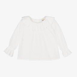 Hucklebones London-Girls White Floral Blouse | Childrensalon Outlet