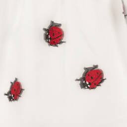 Hucklebones London-Girls White Organza Ladybird Blouse | Childrensalon Outlet