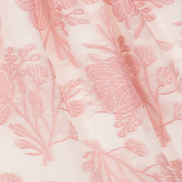 Hucklebones London-فستان أورغانزا مطرز لون أبيض وزهري | Childrensalon Outlet