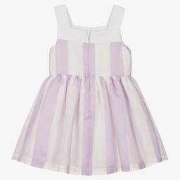Hucklebones London-Белое платье в фиолетовую полоску | Childrensalon Outlet