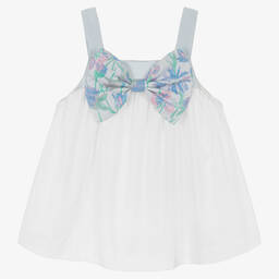 Hucklebones London-Girls White Sleeveless Blouse | Childrensalon Outlet