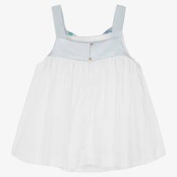 Hucklebones London-Girls White Sleeveless Blouse | Childrensalon Outlet