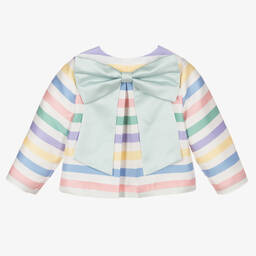 Hucklebones London-Girls White Striped Satin Jacket | Childrensalon Outlet