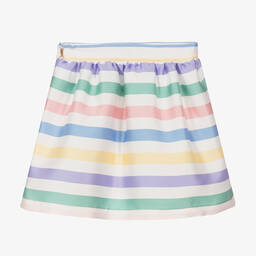 Hucklebones London-Белая атласная юбка в полоску | Childrensalon Outlet