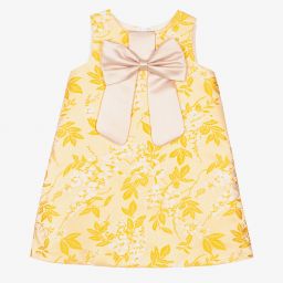 Hucklebones London-Желтое жаккардовое платье для девочек | Childrensalon Outlet