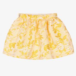 Hucklebones London-Girls Yellow Jacquard Skirt | Childrensalon Outlet