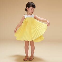 Hucklebones London-فستان شيفون لون أصفر | Childrensalon Outlet