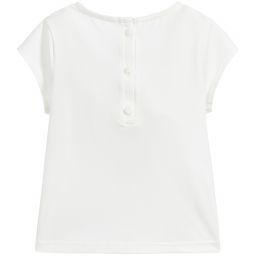 Hucklebones London-Ivory Cotton & Modal T-Shirt | Childrensalon Outlet