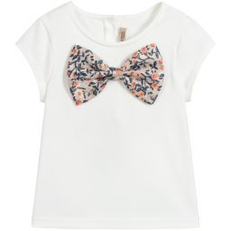 Hucklebones London-Ivory Cotton & Modal T-Shirt | Childrensalon Outlet