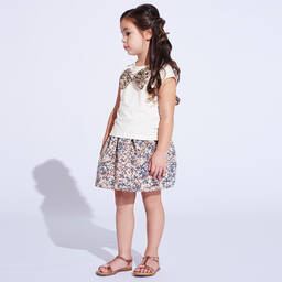Hucklebones London-Ivory Cotton & Modal T-Shirt | Childrensalon Outlet