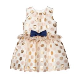 Hucklebones London-Ivory Organza & Gold Dot Dress | Childrensalon Outlet
