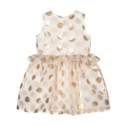 Hucklebones London-Ivory Organza & Gold Dot Dress | Childrensalon Outlet