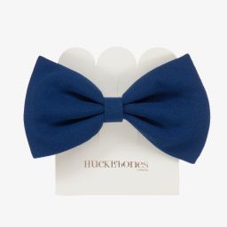 Hucklebones London-Navy Blue Bow Hair Clip (13cm) | Childrensalon Outlet