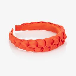 Hucklebones London-Оранжевый атласный ободок с плетением | Childrensalon Outlet