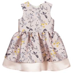 Hucklebones London-Розовое жаккардовое платье с цветами | Childrensalon Outlet