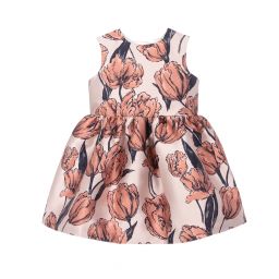 Hucklebones London-Pink Floral Jacquard Dress | Childrensalon Outlet