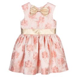 هاكل بونز لندن-فستان جاكارد ساتان لون زهري و ذهبي | Childrensalon Outlet