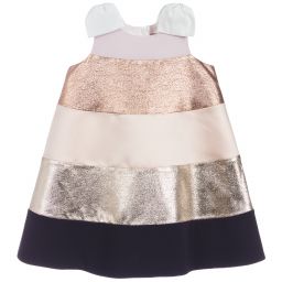 Hucklebones London-Pink & Gold Striped Dress  | Childrensalon Outlet
