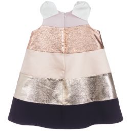 Hucklebones London-Pink & Gold Striped Dress  | Childrensalon Outlet