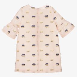 Hucklebones London-Розовое жаккардовое платье с сердечками | Childrensalon Outlet