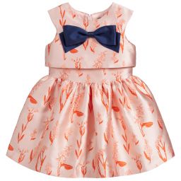 Hucklebones London-Pink & Orange Jacquard Dress  | Childrensalon Outlet