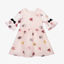 Hucklebones London-Pink Organza Jacquard Dress | Childrensalon Outlet