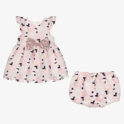 Hucklebones London-Pink Organza Jacquard Dress Set | Childrensalon Outlet