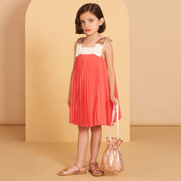 Hucklebones London-Розовое плиссированное платье из шифона | Childrensalon Outlet