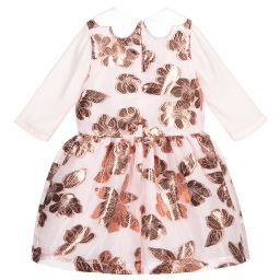 Hucklebones London-Pink & Rose Gold Brocade Dress | Childrensalon Outlet