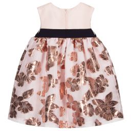Hucklebones London-Розово-золотистое платье из парчи | Childrensalon Outlet