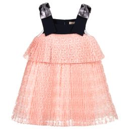 Hucklebones London-Розовое кружевное платье с рюшами | Childrensalon Outlet