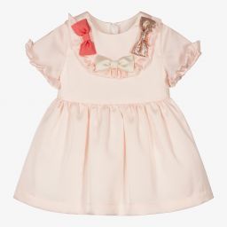 Hucklebones London-Pink Satin Baby Dress Set | Childrensalon Outlet