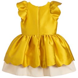 Hucklebones London-Yellow & Ivory Satin Dress  | Childrensalon Outlet