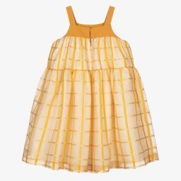 Hucklebones London-Yellow Organza Check Dress | Childrensalon Outlet