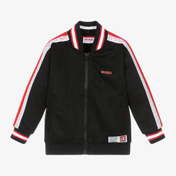 HUGO-Boys Black Stripe Zip-Up Track Top | Childrensalon Outlet
