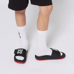 HUGO-Комфортные сандалии с эмблемой для мальчиков в черном цвете | Childrensalon Outlet