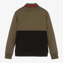 HUGO-Черно-зеленый топ на молнии с логотипной лентой | Childrensalon Outlet