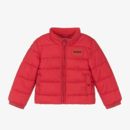 HUGO-Boys Hooded Scarlet Puffer Coat | Childrensalon Outlet