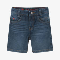 HUGO-Boys Indigo Cotton Denim Shorts | Childrensalon Outlet