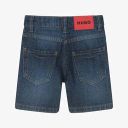 HUGO-Boys Indigo Cotton Denim Shorts | Childrensalon Outlet