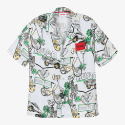 HUGO-Белая рубашка с отложным воротником для мальчиков | Childrensalon Outlet