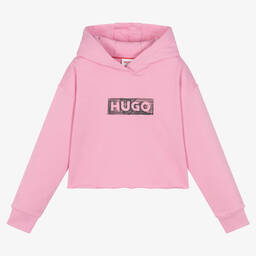 هيوغو-توب هودي قطن جيرسي لون زهري للبنات | Childrensalon Outlet